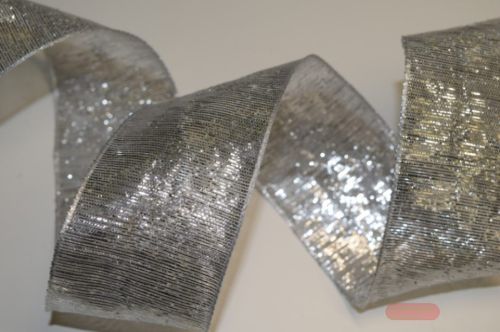 Bild von Band 25m/ 40mm, Lurex quer Uni, silber