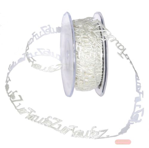 Bild von Band 10m/ 15mm, Zur Taufe 180x - klebend, creme