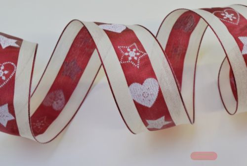 Bild von Band 20m/ 40mm, Vintage Cookie, natur-weinrot