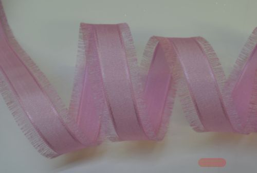 Bild von Band  25m/ 25mm, Fransenkante, rosa