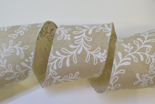 Bild von Band 10m/ 65mm, Ranken mit Glitzer, natur-weiss