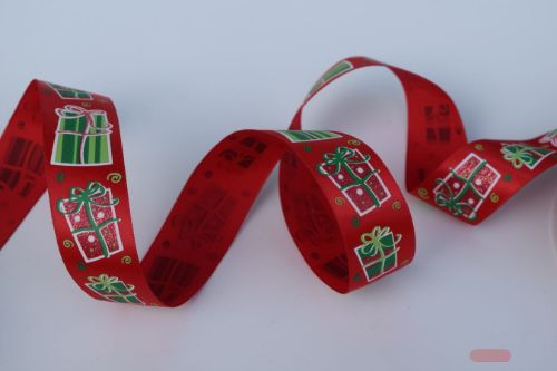 Bild von Band 20m/ 25mm, Geschenkpakete, rot/grün