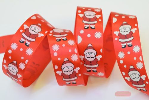 Bild von Band 20m/ 25mm, Santaklaus auf Taffet, rot