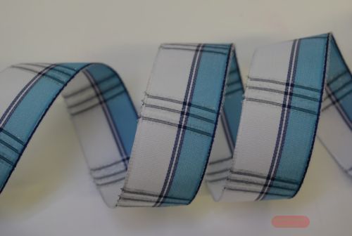 Bild von Band 25m/ 25mm, Karo mit Lurex, blau/weiss
