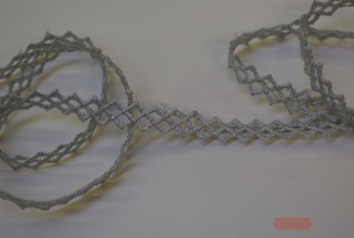 Bild von Band  6.8m/ 10mm, Rhomb Lace metallic, silber