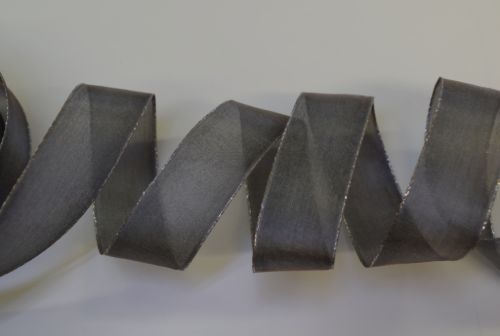 Bild von Band 20m/ 25mm, Sheer - gold Ende, grau