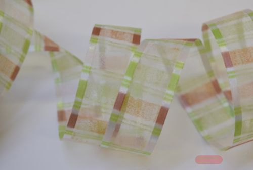 Bild von Band 25m/ 40mm, Organza Streifen, grün/gelb