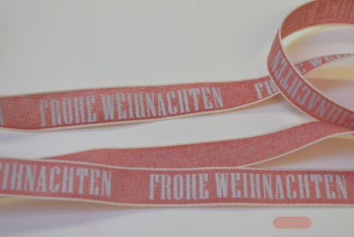 Bild von Band 20m/ 15mm, Leinen-Frohe Weihnachten, rot