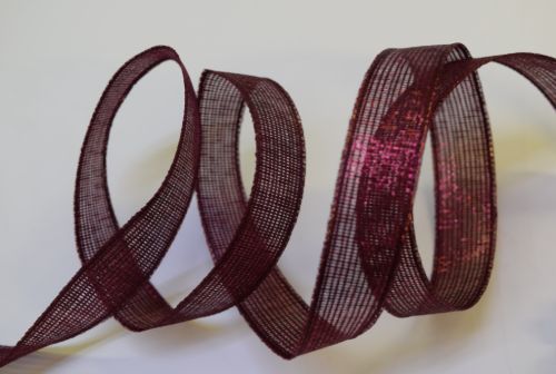 Bild von Band 20m/ 15mm, Lurex - Drahtkante, rubin