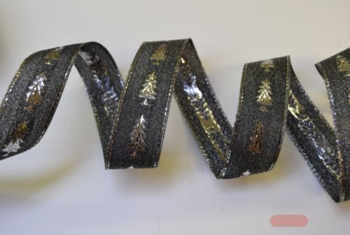 Bild von Band 20m/ 25mm, Tannen-Lurex, grau