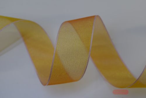 Bild von Band 25m/ 25mm, Organza mit Rand, ocker