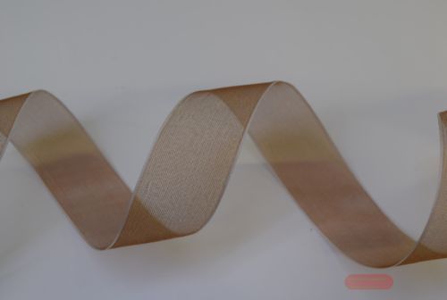 Bild von Band 25m/ 25mm, Organza mit Rand, braun