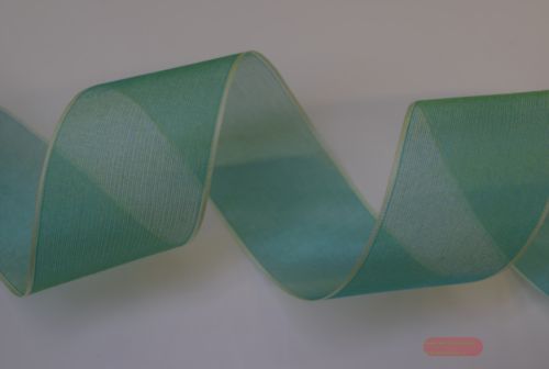 Bild von Band 25m/ 40mm, Organza mit Rand, türkis