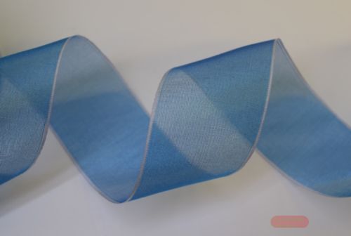 Bild von Band 25m/ 40mm, Organza mit Rand, d'blau