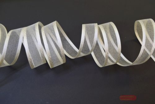 Bild von Band 25m/ 15mm, Motiv an Organza, creme