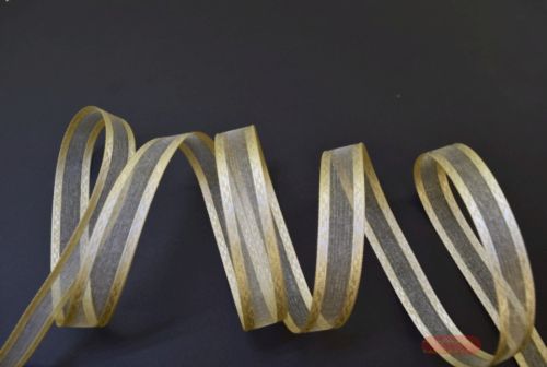 Bild von Band 25m/ 15mm, Motiv an Organza, creme