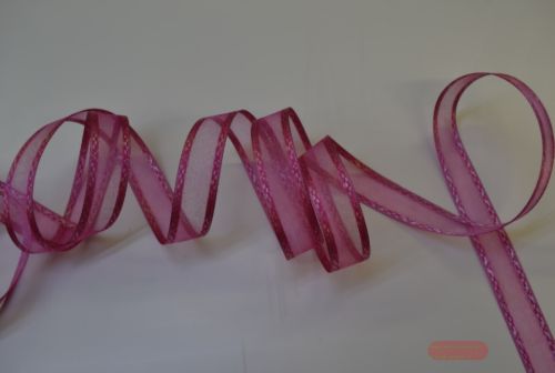 Bild von Band 25m/ 15mm, Motiv an Organza, rosa