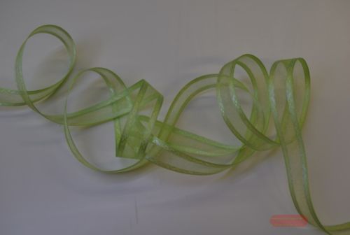 Bild von Band 25m/ 15mm, Motiv an Organza, hellgrün