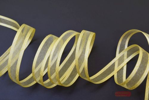 Bild von Band 25m/ 15mm, Motiv an Organza, gelb