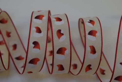 Bild von Band 25m/ 25mm, Niko Mütze, créme/rot