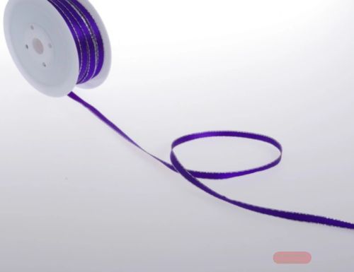 Bild von Band 50m/ 6mm, Satin m. Siberkante, violett/silber