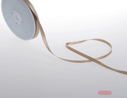 Bild von Band 50m/ 6mm, Satin m. Goldkante, natur