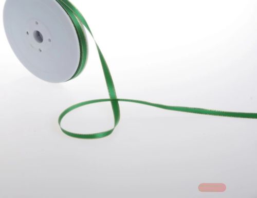 Bild von Band 50m/ 6mm, Satin m. Goldkante, d'grün
