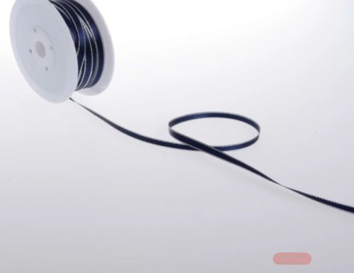 Bild von Band 50m/ 6mm, Satin m. Siberkante, navy/silber