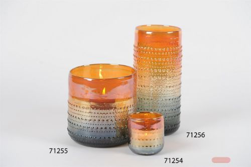 Bild von Glasvase, Abendsonne Ø9.2x H9.3cm, rot/bunt