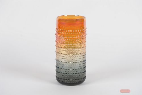 Bild von Glasvase, Abendsonne Ø13x H28cm, rot/bunt