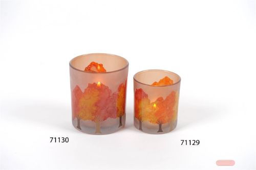 Bild von Windlicht, Herbstwald Ø8.8x H10cm, orange