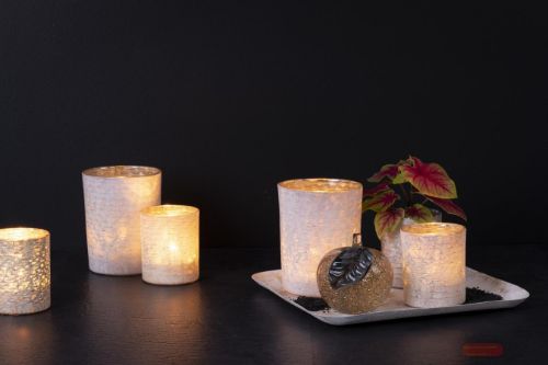 Bild von Schale, Alu Roughcast L19x 19x H2cm, weiss