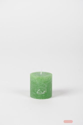 Bild von Rustic Zylinderkerze,   5cm x Ø50mm, kleeblattgrün