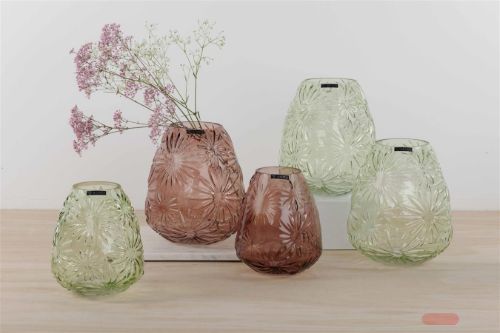 Bild von Glasvase, Aster Ø17.5x H20cm, pink