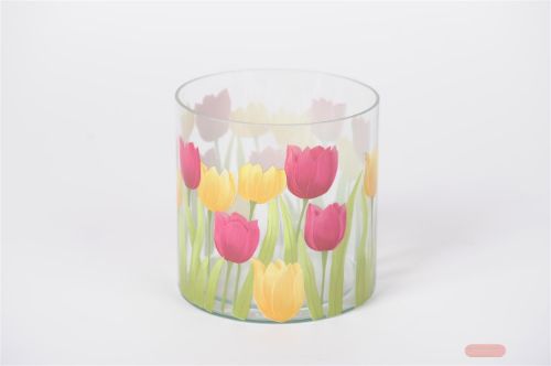 Bild von Windlicht, Tulpen Ø15x H15cm, bunt