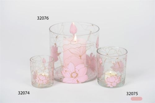 Bild von Votiv Windlicht, Lotus Ø7x H8cm, pink