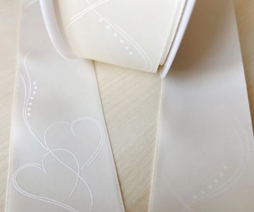 Bild von Band 25m/ 40mm, Satin - Hochzeit, creme-weiss