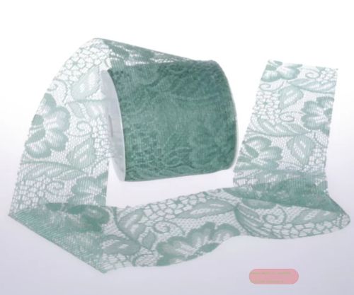 Bild von Tischläufer 25m/   70mm, Lace Roses, patinagrün