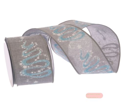 Bild von Band 10m/ 65mm, Leinen Magic Tree, silbergrau-eisblau