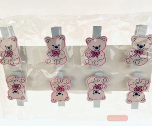 Bild von Klammer, Teddybär Holz 3x 2cm - klebend, rosa