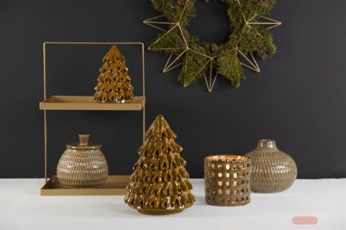 Bild von Tannenbaum, Pinus Keramik Ø12.5 x H19cm, ambergold