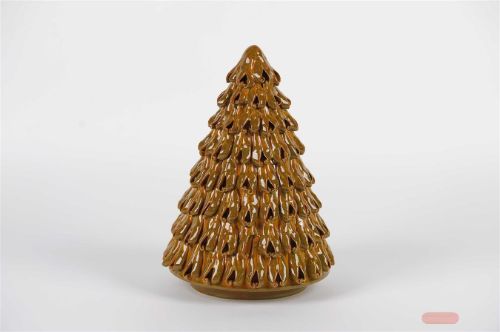 Bild von Tannenbaum, Pinus Keramik Ø24.5 x H36cm, ambergold