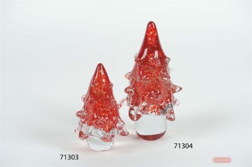 Bild von Tannenbaum, Glas - Ø9.5 x H15.5cm, glitter-rot