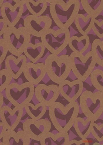 Bild von Bogen 70x 100cm, Hearts, brombeer