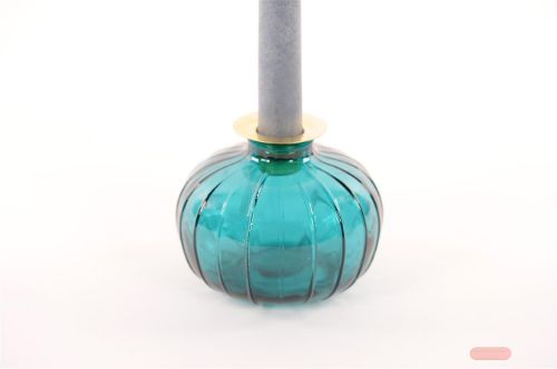 Bild von Glasvase, Kerzen-Halter Ø11x H9cm, teal