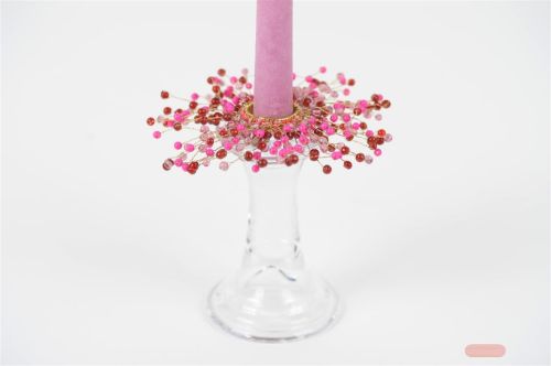 Bild von Kerzenring, mit Perlen Ø2.5~12cm, red/pink