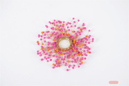 Bild von Kerzenring, mit Perlen Ø2.5~12cm, sunset/pink