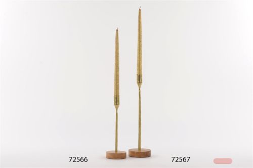 Bild von Kerzenständer, mit Holzfuss Ø9x H26cm, gold