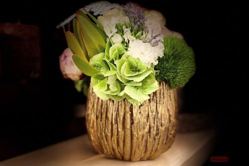 Bild von Blumentopf, Ø15x H12cm Zement, goldwall