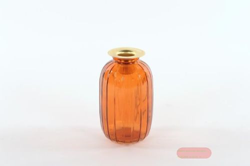 Bild von Glasvase, Kerzen-Halter Ø7x H12cm, orange